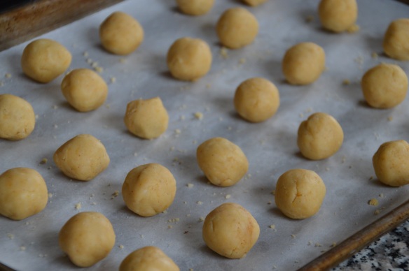 Arrange on a baking sheet. The balls will puff slightly so don't place them too close together.